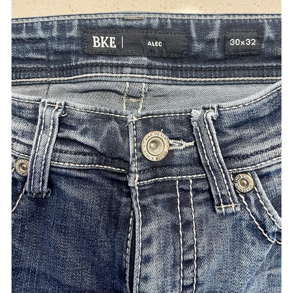 BKE BUCKLE Jean Men 30x32 Blue Wash ALEC Straight Leg Regular Fit Stretch Cowboy